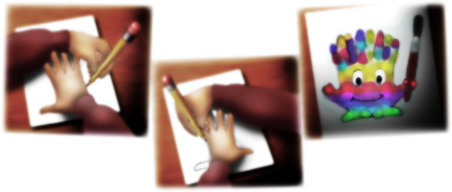 Young artist with autism handcrafting a colorful drawing