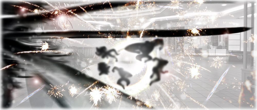 Animated superheroes fly through the air