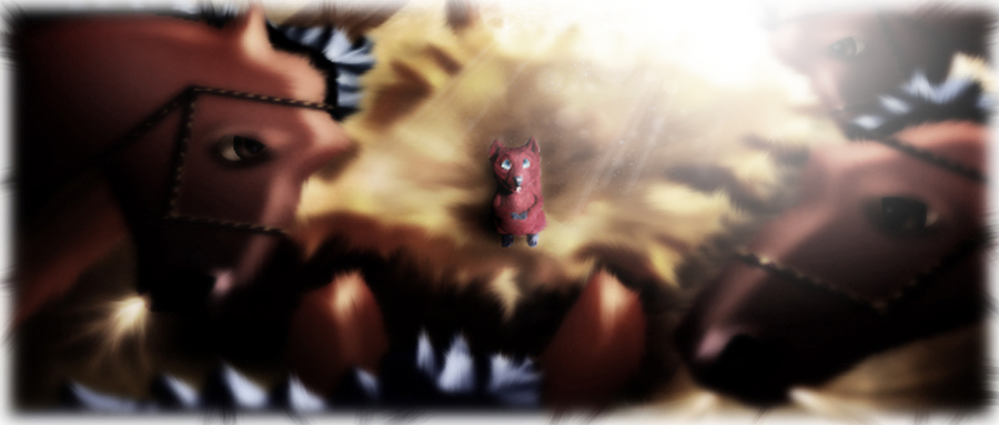 Squirrel talking with horses