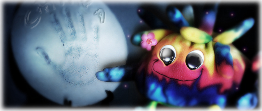 Petals next to clay handprint