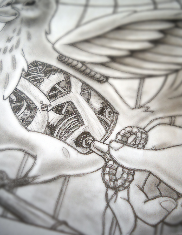 Close-up of automaton songbird