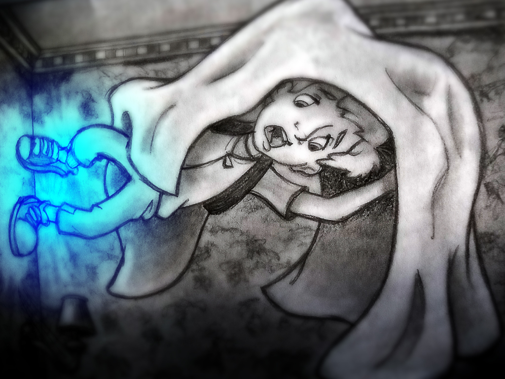 Einar lifts the blanket off