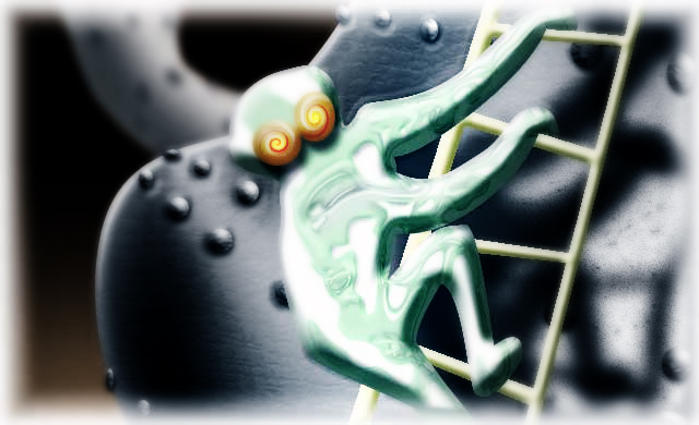 Big-eyed baker working on an oven